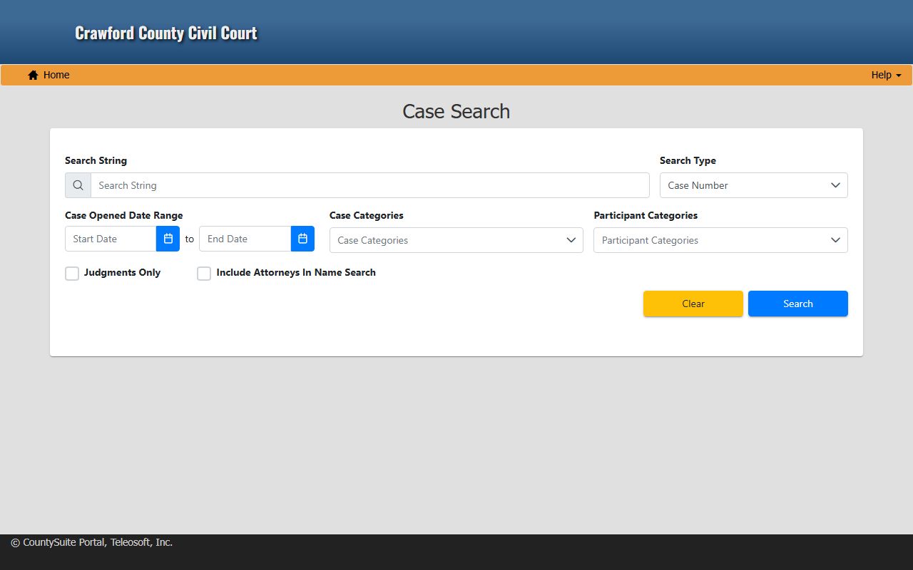 Crawford County court records civil case search screen