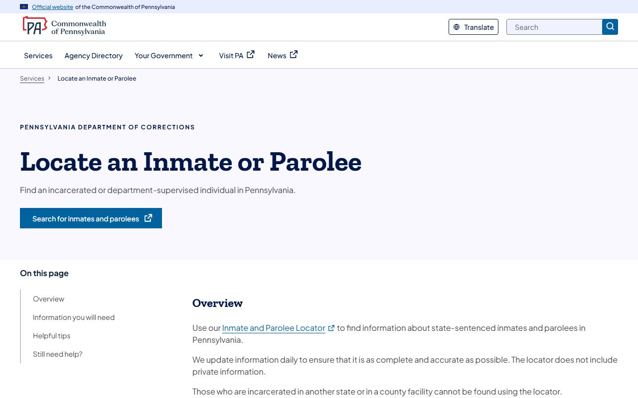 Crawford County inmate records and Pennsylvania DOC locator distinction
