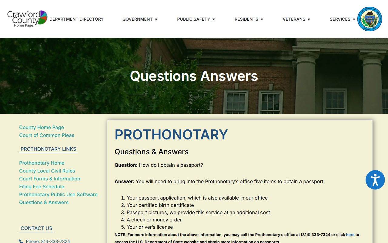 Crawford County divorce records Prothonotary FAQ